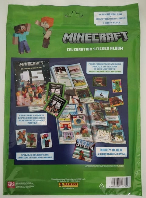 Zestaw Startowy z Albumem - Naklejki Panini Minecraft Celebration 15-lecie