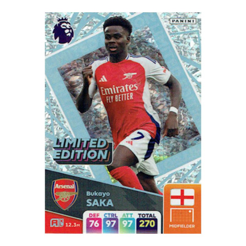 Limited Edition Bukayo Saka Panini Premier League Adrenalyn XL 2025 - Karty piłkarskie