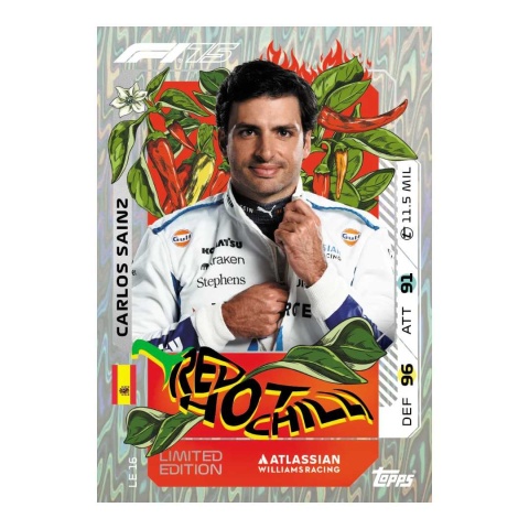Carlos Sainz Limited Edition Red Hot Chilli Topps Turbo Attax 2025