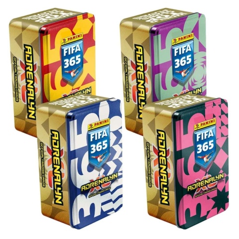 Cztery duże puszki z kolekcji Panini FIFA 365 Adrenalyn XL 2026
