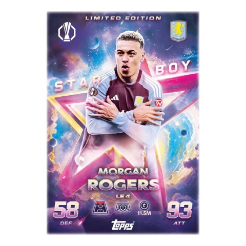 Morgan Rogers Star Boy Limited Edition Topps Match Attax 2025/26