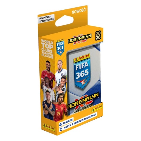Mini puszka wzór 1 w kartoniku Panini FIFA 365 Adrenalyn XL 2026