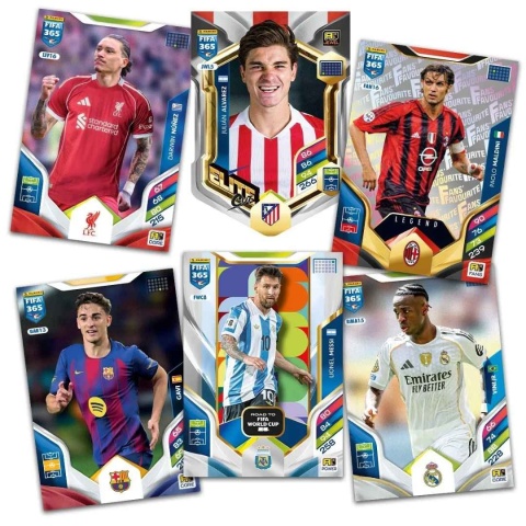 Kilka kart z piłkarzami z kolekcji Panini FIFA 365 Adrenalyn XL 2026