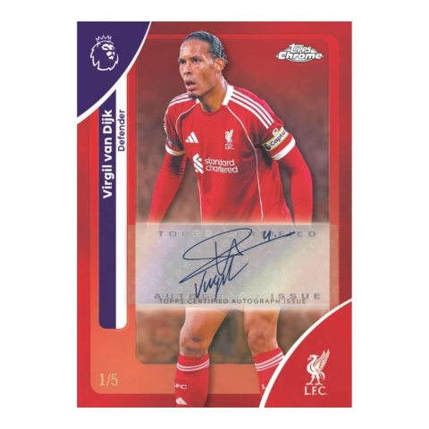 Virgil Van Dijk autograf /5 Topps Chrome Premier League 2026