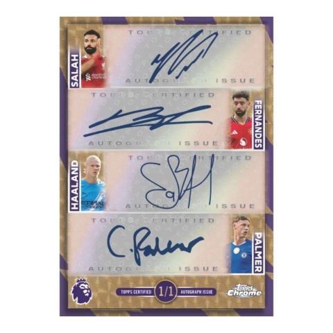 Salah Fernandes Haaland Palmer quad autograf 1/1 Topps Chrome Premier League 2026