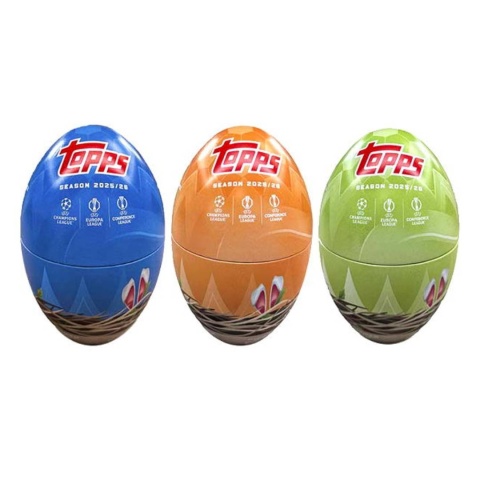 Trzy puszki jajka spring tin Topps UEFA Club Competitions 2025/26