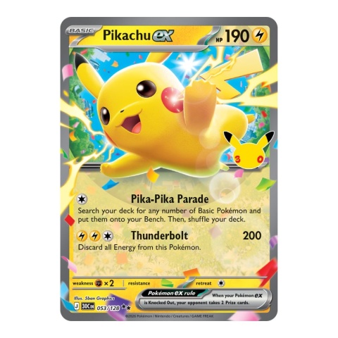 Pikachu ex Pokemon TCG 30th Celebration