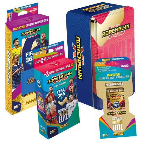 Panini Fifa 365 2027 Adrenalyn XL Duża Puszka Kolekcjonera + Puszka Momentum Gold + Blister Premium Gold + Blister XXL