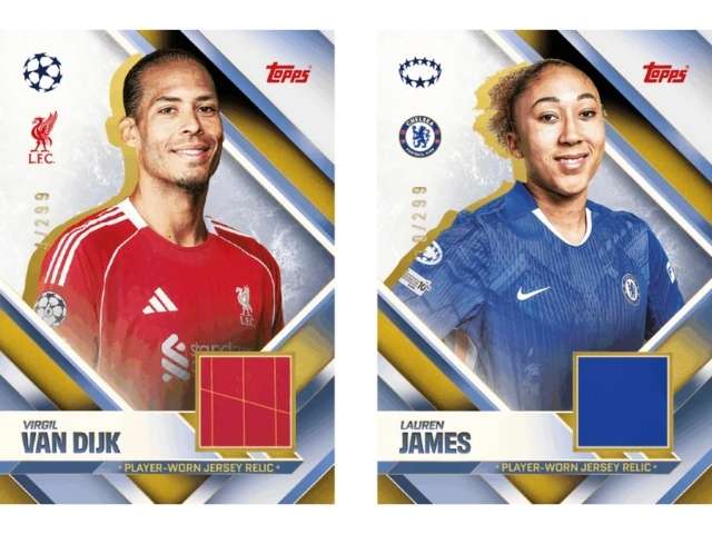 Player worn jersey relic Virgil Van Dijk Lauren James Topps Match Attax Extra 2026